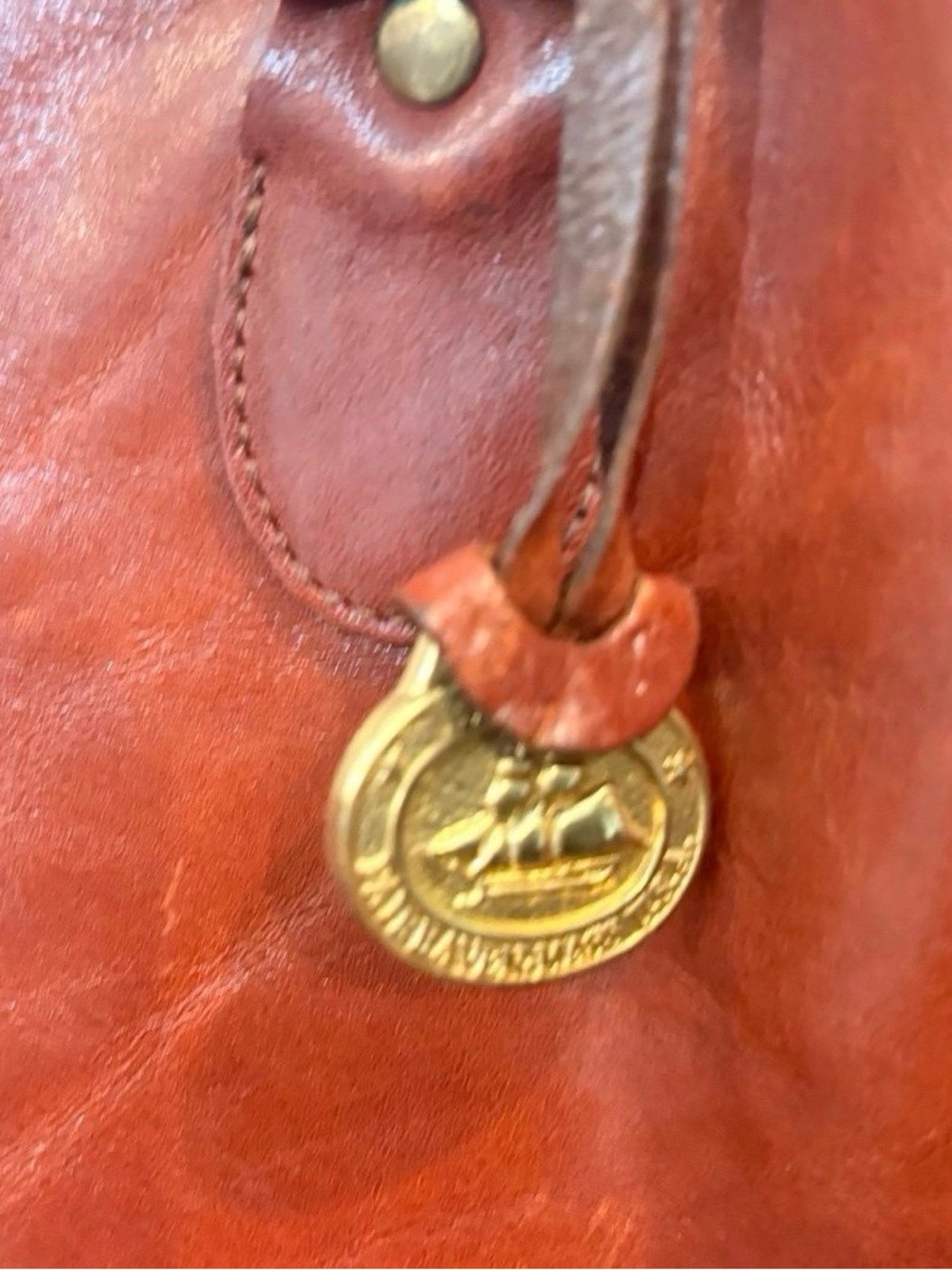 Vintage 90s Brahmin Brown Leather Handbag/Satchel - Picture 3 of 11